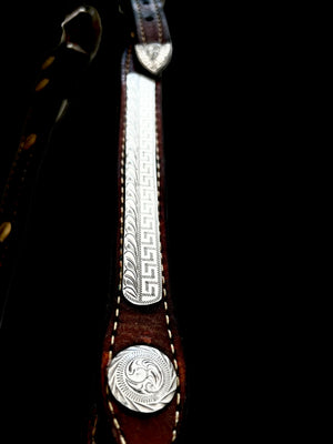 Silver Overlay Two Ear Rolling Log Headstall