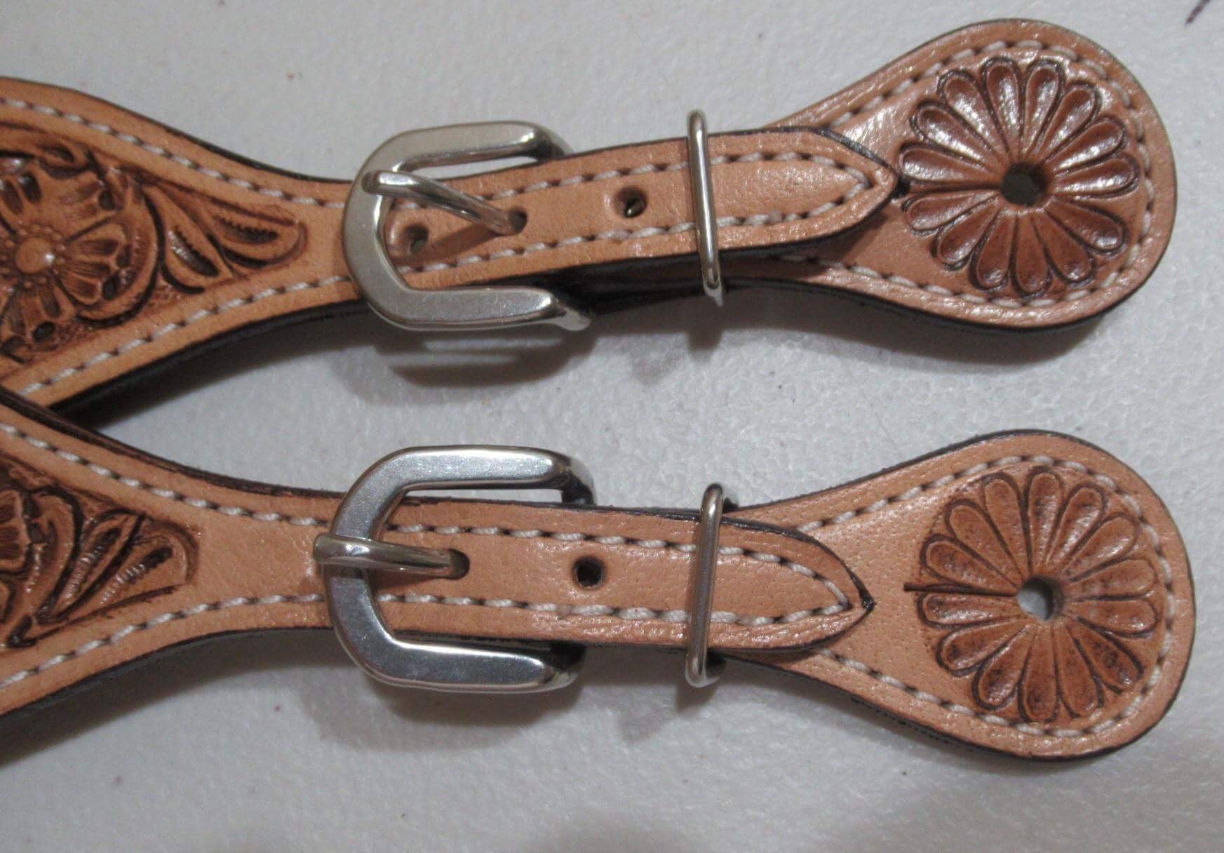 Tooled Leather Spur Strap