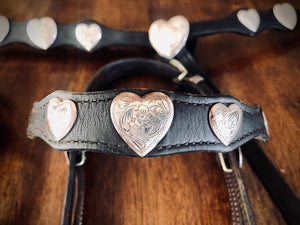 Champion Silver Overlay Heart Headstall and Breast Collar Set