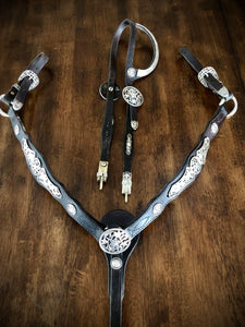 Sterling Filigree Headstall and Breast Collar Set by Leonard Galvin