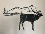 Metal Art Elk in Mountains
