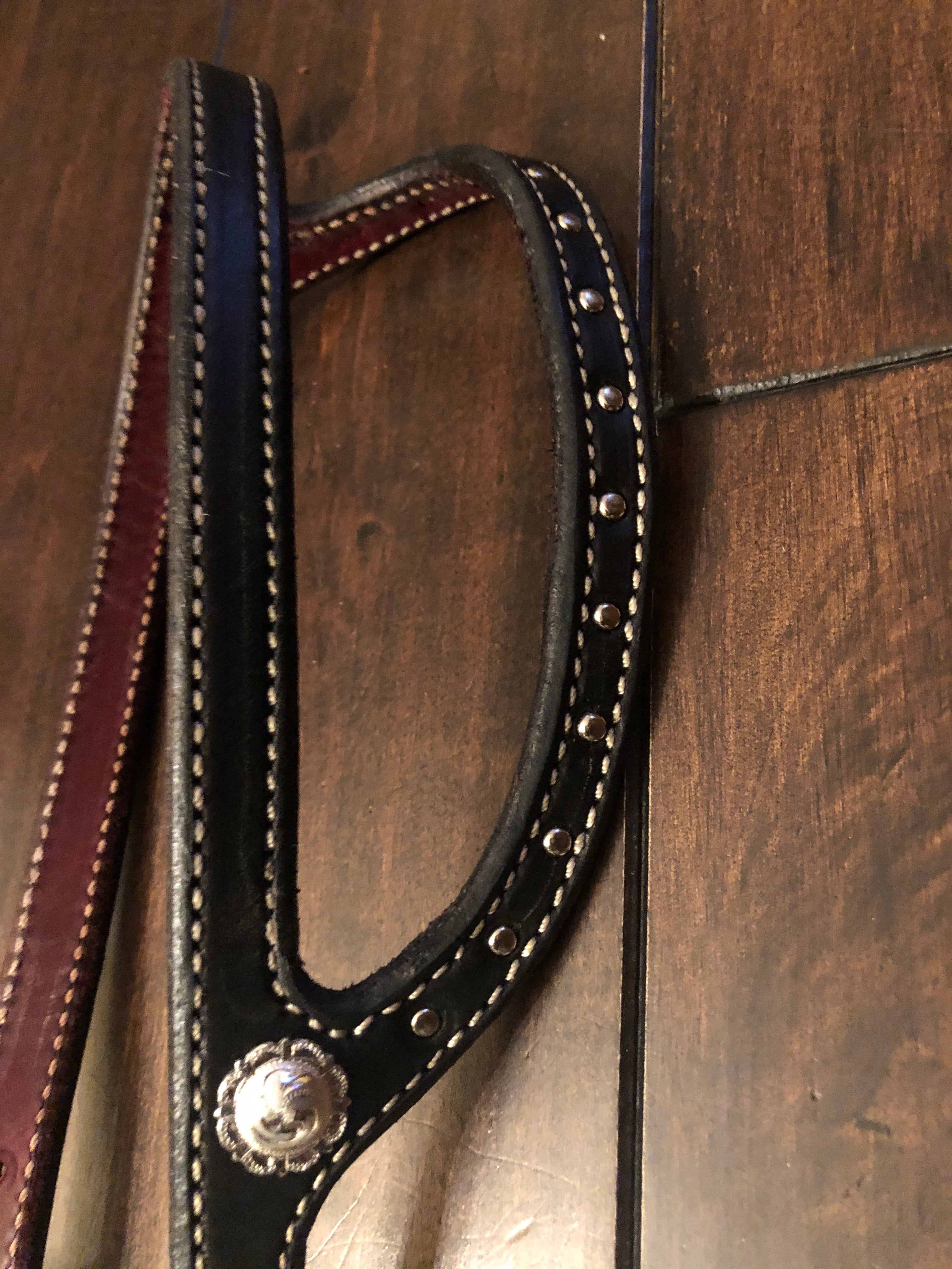 Custom Made One Ear Headstall w/Silver Overlay Conchos and Bit Hangers