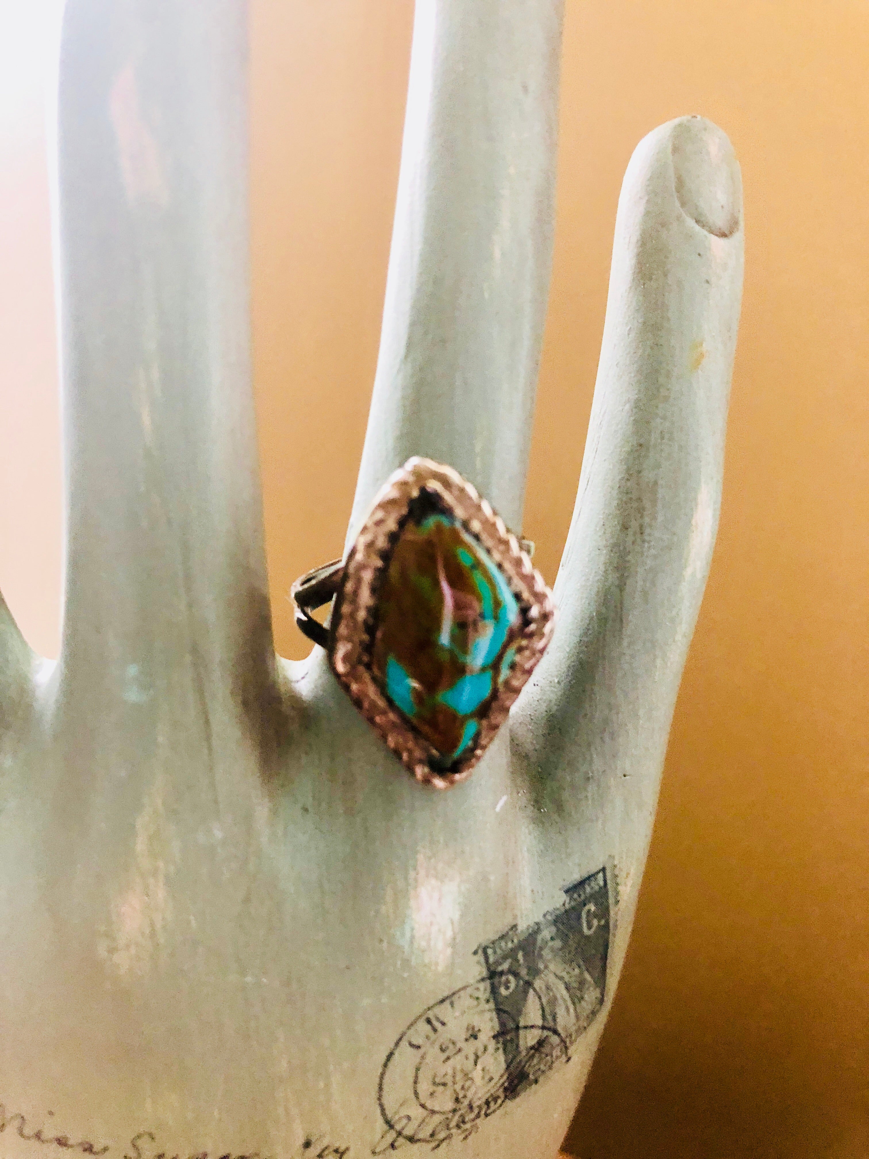 Vintage Sterling Silver & Turquoise Ring Size 6