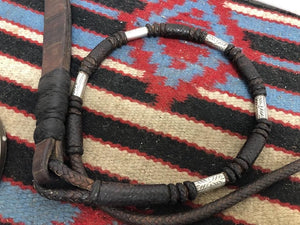 Dark Leather Romal Reins w/Silver