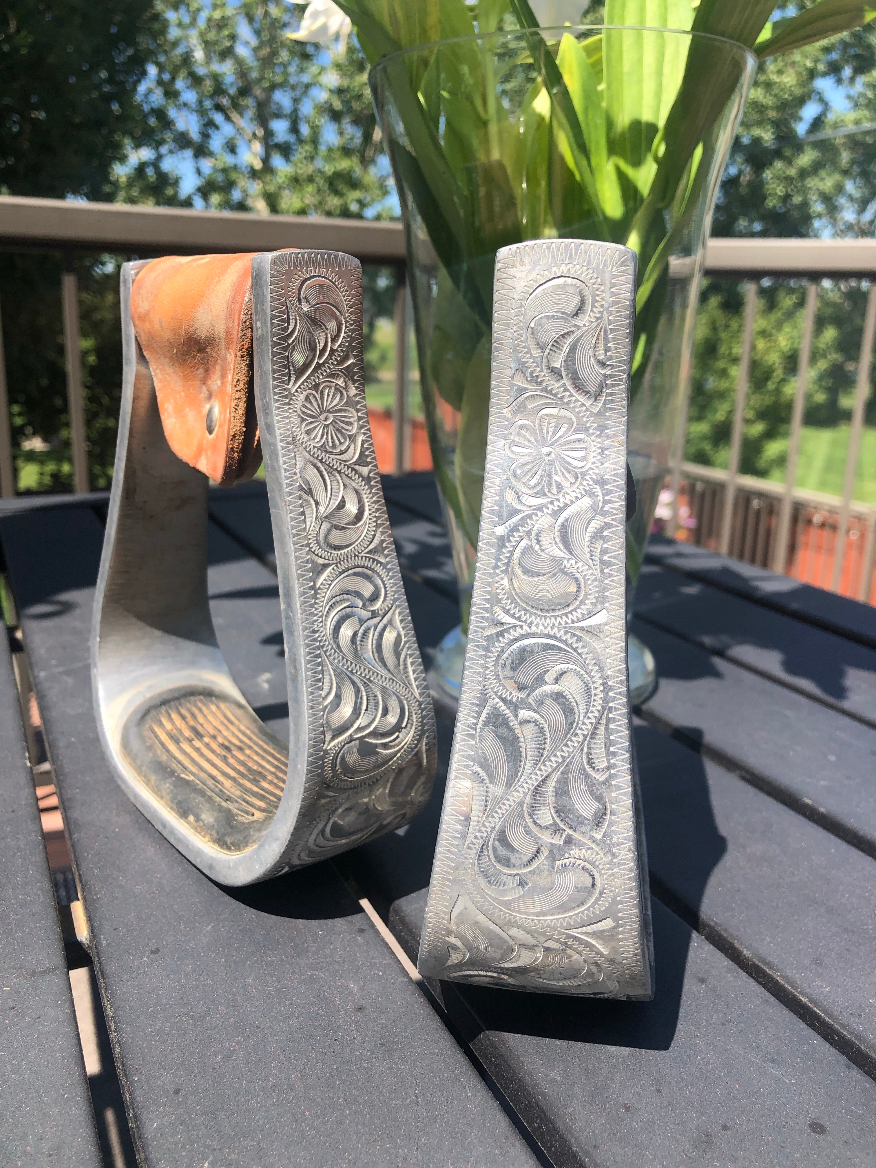 Engraved Aluminum Stirrups