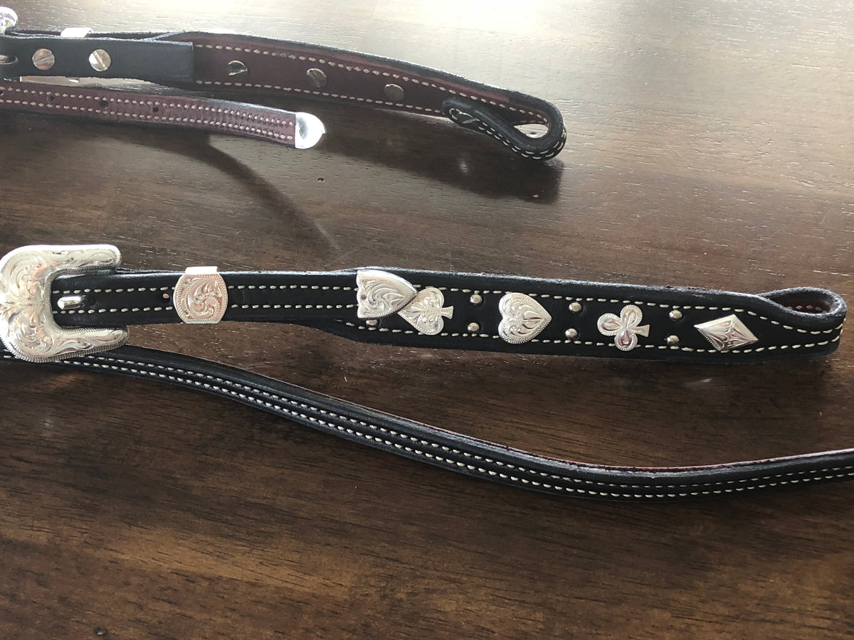 Silver Snaffle Bit Rig w/Card Suits, Mecate, Slobber Straps and Curb S ...