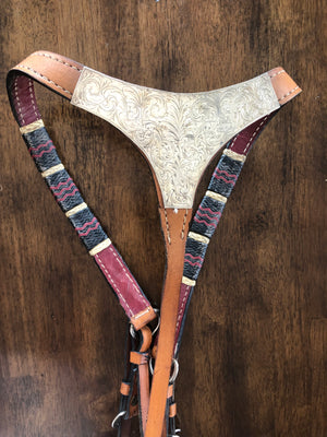 Rawhide & Silver Headstall and Breast Collar Set