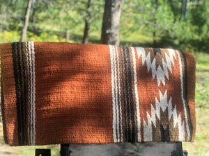 Rust & Brown 32” x 35” Navajo Saddle Blanket