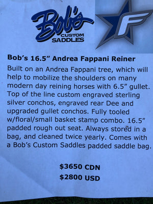 Bob’s Custom  Andrea Fappani Reining Saddle