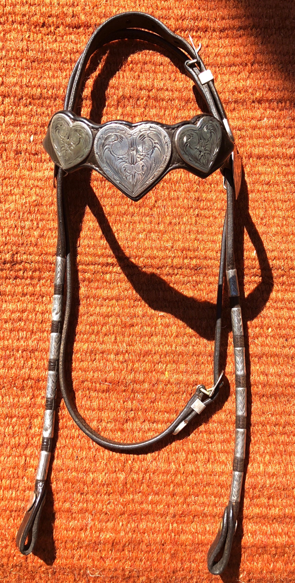 Vintage Fleming Solid Sterling Silver Heart Headstall