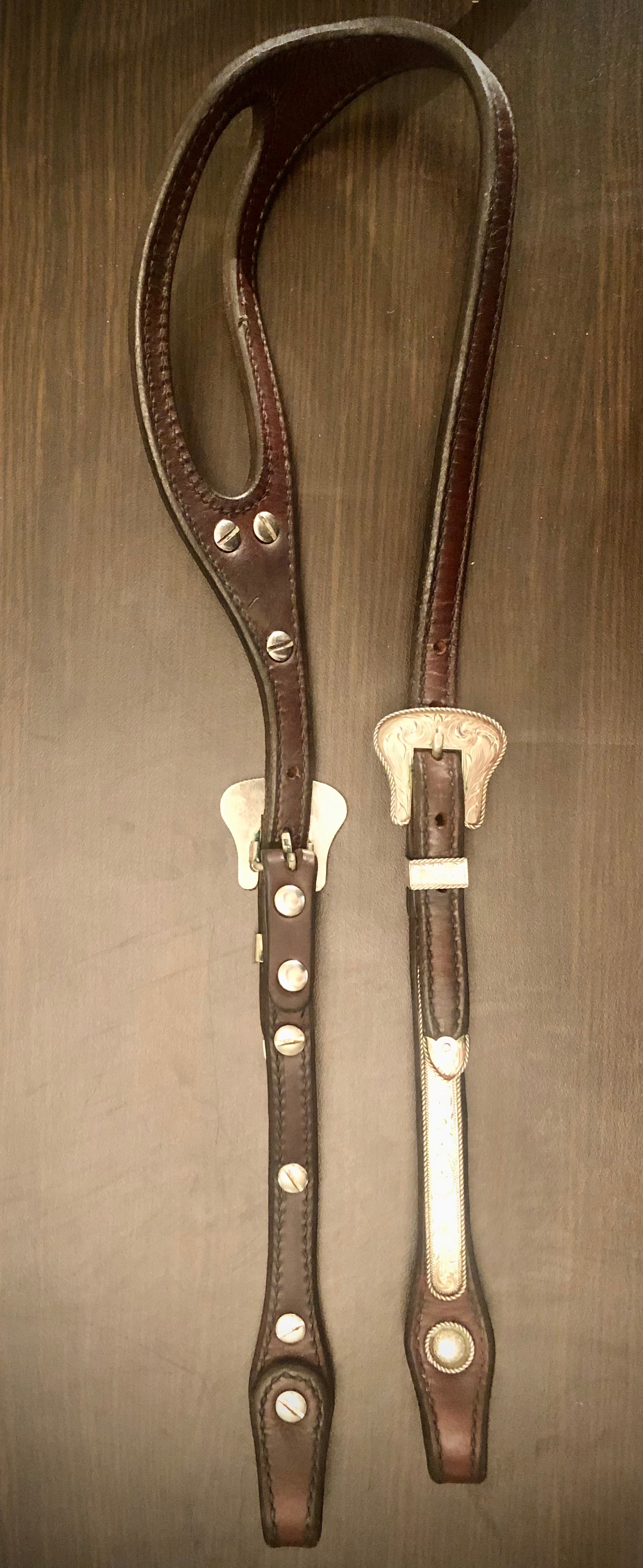 Vintage Double Stitched Headstall w/Rope Edge Silver