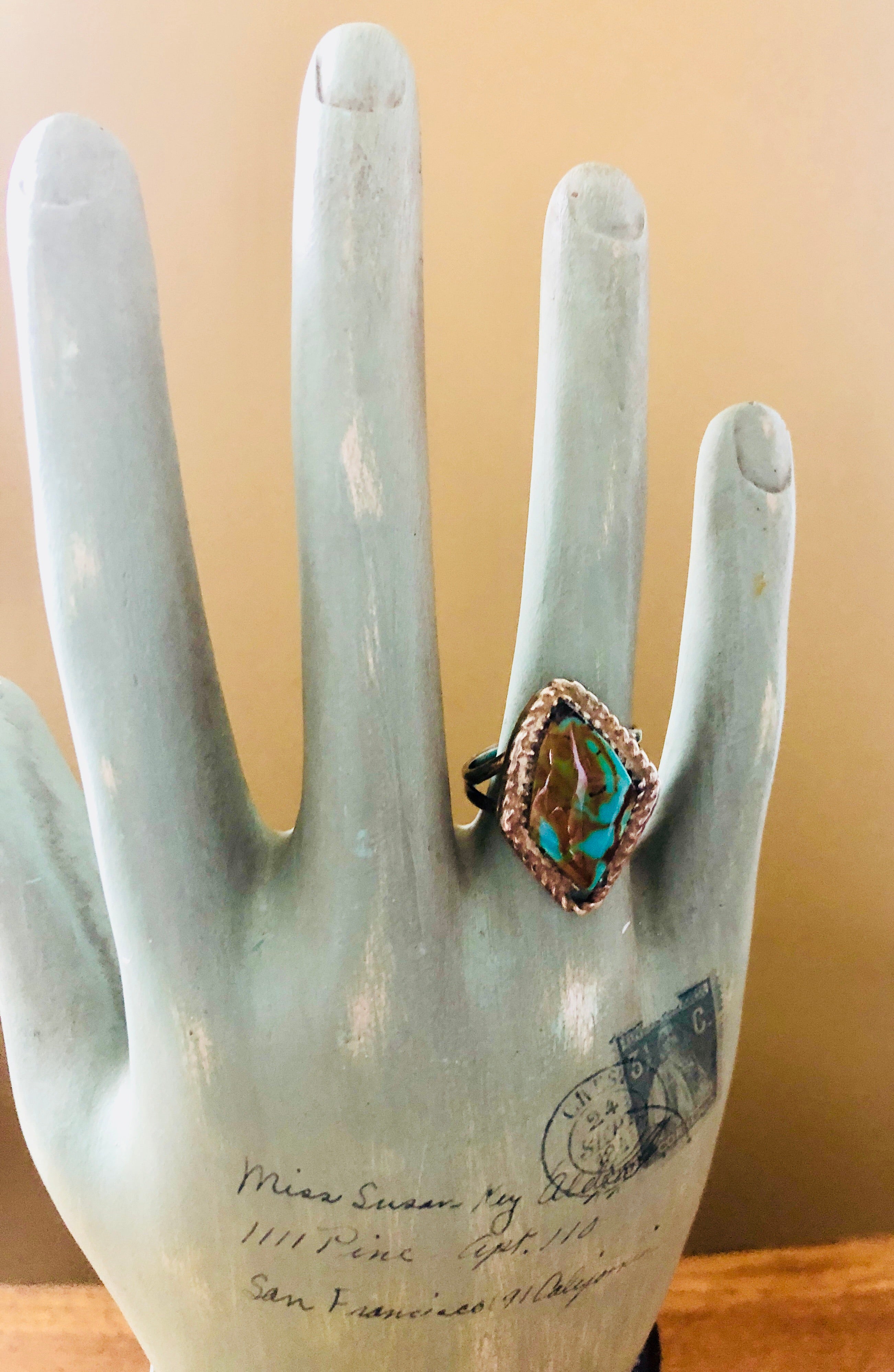 Vintage Sterling Silver & Turquoise Ring Size 6