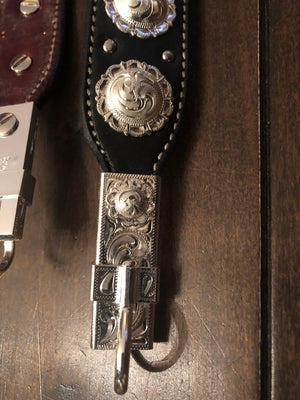 Custom Made One Ear Headstall w/Silver Overlay Conchos and Bit Hangers